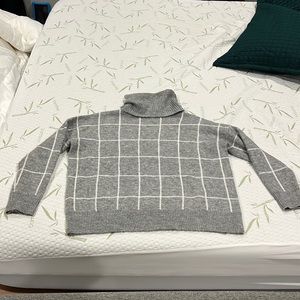 Vici grey and white window pane print sweater